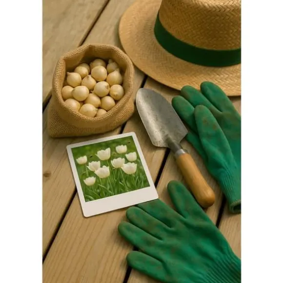 Hjärta av exotism blomsterlökar - Tulpaner Tulipa Triumph White - vit (15 stycken) diameter 11-12cm