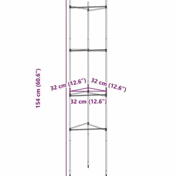 Hållbar tomatbur av stål - Justerbart stöd för växter | Färg: Grön | Storlek: 154 cm | 6 st