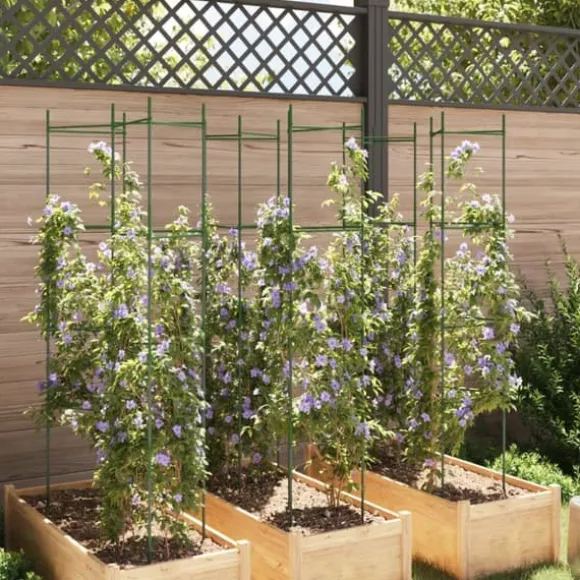 Hållbar tomatbur av stål - Justerbart stöd för växter | Färg: Grön | Storlek: 154 cm | 6 st