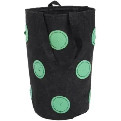12-håls jordgubbsväska med handtag Bärbar filtväska för växter för trädgården Svart 20x35cm