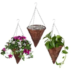Hängande blomkorg set, 30x25 cm, Brun