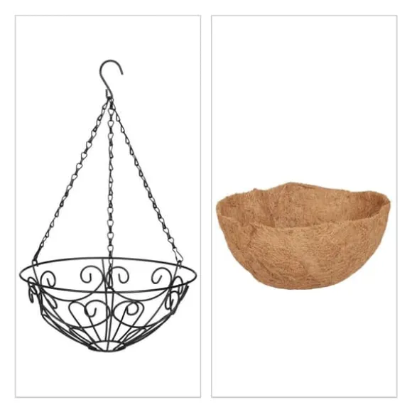 Hängande korgset, 48x31 cm, Svart, Natur