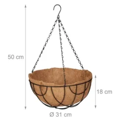 Hängande korgset, 50x31 cm, Svart, Natur