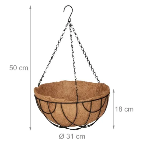 Hängande korgset, 50x31 cm, Svart, Natur