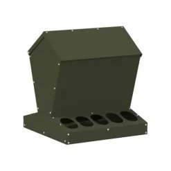 Hönsmatlåda i metall - vidaXL - Olivgrön - 40x40x45 cm - Kallvalsat stål - Kapacitet 5 kg