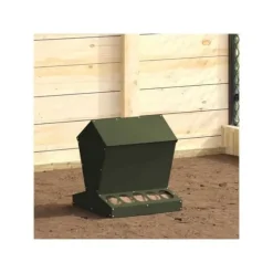 Hönsmatlåda i metall - vidaXL - Olivgrön - 40x40x45 cm - Kallvalsat stål - Kapacitet 5 kg