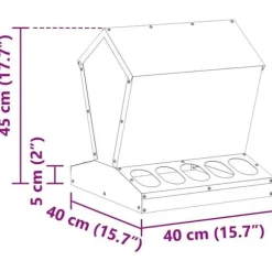 Hönsmatlåda i metall - vidaXL - Olivgrön - 40x40x45 cm - Kallvalsat stål - Kapacitet 5 kg
