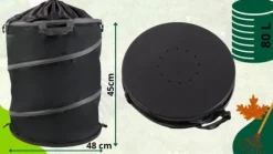 Hopfällbar behållare för löv, gräs och trädgårdsavfall, stor förstärkt, 80 liter