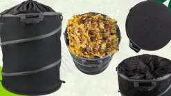 Hopfällbar behållare för löv, gräs och trädgårdsavfall, stor förstärkt, 172 liter