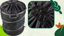 Hopfällbar behållare för löv, gräs och trädgårdsavfall, stor förstärkt, 172 liter