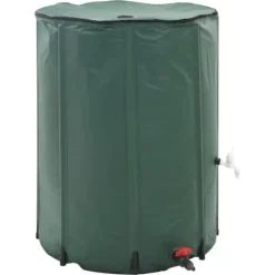 Hopfällbar regntunna 750 L med filter och tillbehör | Färg: Grön | Storlek: 750 L