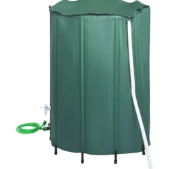 Hopfällbar regntunna med kran 1250 L - Vattenbesparande lösning | Färg: Grön | Storlek: 1250 L