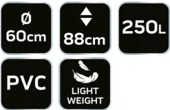 Hopfällbar regnvattentank, 250 l, PVC