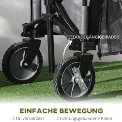 Hopfällbar vagn upp till 120 kg, teleskophandtag, sidofickor & fällbar bricka, mörkgrå