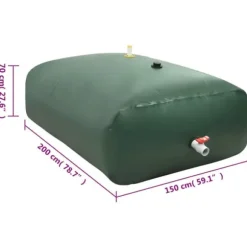 Hopfällbar vattentank med kran 2100 L - PVC, slitstark och flexibel | Färg: Grön | Storlek: 2100 L