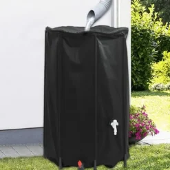 Hopfällbar vattentank med kran 500 L PVC - Slitstark och väderbeständig | Färg: Grön | Storlek: 500 L