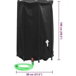 Hopfällbar vattentank med kran 500 L PVC - Slitstark och väderbeständig | Färg: Grön | Storlek: 500 L