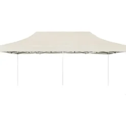 Hopfällbart partytält aluminium 6x3 m gräddvit