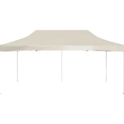 Hopfällbart partytält aluminium 6x3 m gräddvit