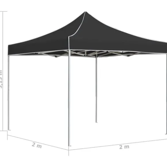 Hopfällbart partytält i aluminium 2x2 m | Färg: Antracit | Storlek: 2x2 m