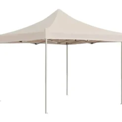 Hopfällbart partytält i aluminium - Elegant solskydd för utomhusevent | Färg: Gräddvit | Storlek: 2x2 m