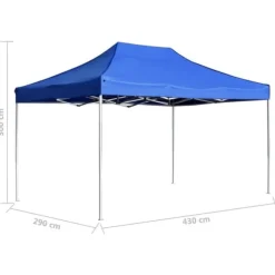 Hopfällbart partytält i aluminium - Elegant solsäkert skydd | Storlek: 4,5x3 m | Färg: Blå