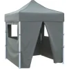 Hopfällbart partytält med 4 sidoväggar 2x2 m stål antracit