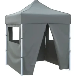 Hopfällbart partytält med 4 sidoväggar 2x2 m stål antracit