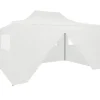 Hopfällbart partytält med 4 sidoväggar 280x410x315 cm stål vit