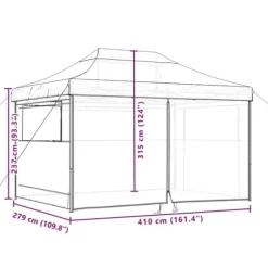 Hopfällbart partytält med 4 sidoväggar - Pop-Up-tält | Färg: Terrakotta | Storlek: Rymlig