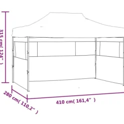 Hopfällbart partytält med 3 sidoväggar - Lättviktig & vattentålig | Färg: Blå | Storlek: 3x4 m