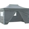 Hopfällbart partytält med 4 sidoväggar - UV- och vattenresistent | Färg: Antracit | Storlek: 3x4 m
