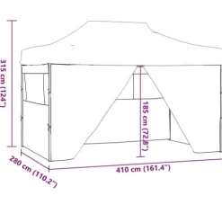 Hopfällbart partytält med 4 sidoväggar - UV- och vattenresistent | Färg: Antracit | Storlek: 3x4 m