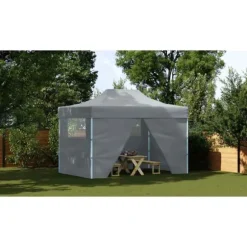 Hopfällbart partytält med 4 sidoväggar - UV- och vattenresistent | Färg: Antracit | Storlek: 3x4 m