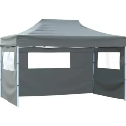 Hopfällbart partytält med 4 sidoväggar - UV- och vattenresistent | Färg: Antracit | Storlek: 3x4 m