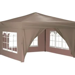 Hopfällbart partytält med sidoväggar taupe 3x3 m