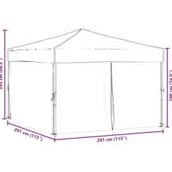 Hopfällbart partytält med sidoväggar - 3x3 m | Färg: Svart