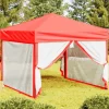Hopfällbart partytält med sidoväggar - Uteplats, BBQ & Fester | Färg: Röd | Storlek: 3x3 m