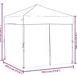 Hopfällbart partytält med sidoväggar - Utomhuspaviljong | Färg: Antracit | Storlek: 2x2 m