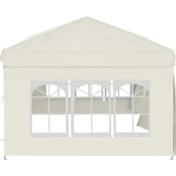 Hopfällbart partytält med sidoväggar gräddvit 3x6 m
