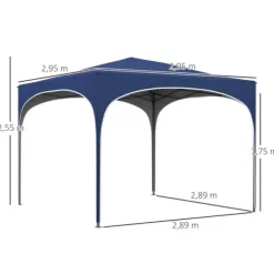 Hopfällbart partytält, 295x295x255 cm, blå