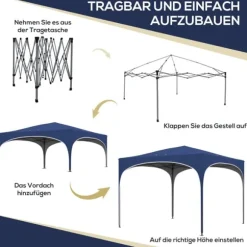 Hopfällbart partytält, 295x295x255 cm, blå