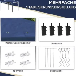 Hopfällbart partytält, 295x295x255 cm, blå