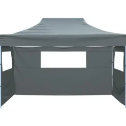 Hopfällbart tält med 3 väggar - Utomhustält för bröllop och fester | Färg: Antracit | Storlek: 431x291x315 cm