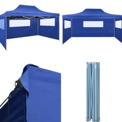 Hopfällbart tält med 3 väggar 3x4,5 m blå - Tält - Partytält - Home & Living