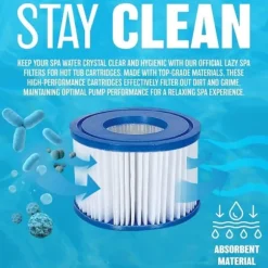 Hot Tub Filter Cartridge VI - För alla Lay-Z Spa-modeller Hawaii Miami Paris Vegas Monaco | 6 x Twin Pack (12 filter) | Använd för poolrengöring