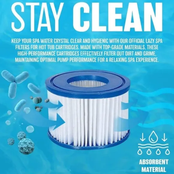 Hot Tub Filter Cartridge VI - För alla Lay-Z Spa-modeller Hawaii Miami Paris Vegas Monaco | 6 x Twin Pack (12 filter) | Använd för poolrengöring