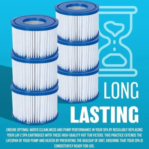 Hot Tub Filter Cartridge VI - För alla Lay-Z Spa-modeller Hawaii Miami Paris Vegas Monaco | 6 x Twin Pack (12 filter) | Använd för poolrengöring