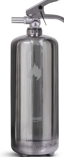 Housegard Brandsläckare, 2 kg pulver | Steel | Smidig och stilfull pulversläckare för hemmet, bilen, båten eller husvagnen | Väggfäste/Fordonshållare | CDON