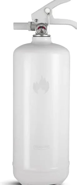 Housegard Brandsläckare, 2 kg pulver | Vit | Smidig och stilfull pulversläckare för hemmet, bilen, båten eller husvagnen | Väggfäste/Fordonshållare in | CDON